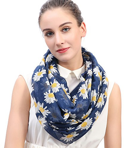 Lina & Lily Daisy Floral Print Women's Infinity Scarf Snood Lightweight