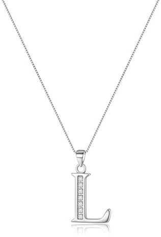 Clearine 925 Sterling Silver Initial Necklace CZ 26 Letters L Alphabet Charm Pendant Jewellery Gifts for Women Mom Girlfriend Girls Teen Anniversary Birthday Mothers Day Christmas Valentines