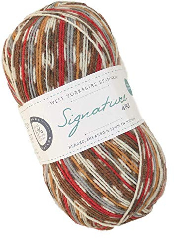 West Yorkshire Spinners - Gomitolo di Lana da 100 g, per Calze, Motivo Natalizio, WYS Signature 4ply Sock Yarn 941 Robin, Modello Norvegese