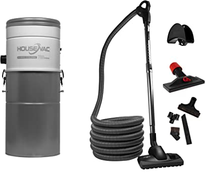 HouseVac Aspirapolvere centrale HV-700ST-35H + kit di accessori Premium da 7,5m |potenza di aspirazione 700 AirWatts, motore Ametek da 1700 W, 2 turbine|Soft START/STOP| Filtro ciclonico ibrido