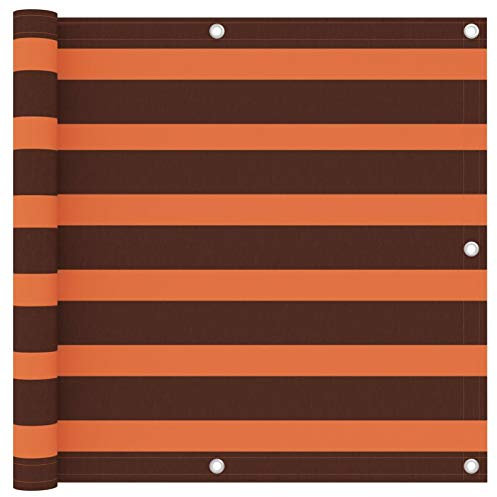 Tidyard Balkon Sichtschutz Balkonabdeckung Balkonverkleidung Beschattung Sonnenschutz Terrasse Balkonfächer Garten Orange und Braun 90x300 cm Oxford-Gewebe