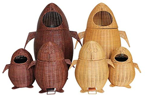 WXJLYZRCXK Treteimer,Abfalleimerrattan Home Mülleimer Toilette Küche Kreative Mülleimer Bedeckt Tret Mülleimer Handgefertigt,Gelb,12L-Kein Mund