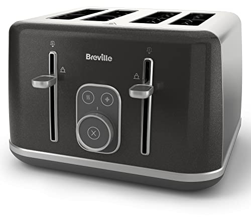 Breville Aura 4 Slice Toaster with High Lift & Wide Slots | Touch Control Panel | Shimmer Grey [VTR020]