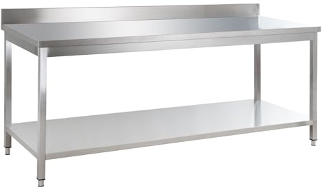 GastroHero Edelstahl Arbeitstisch I Arbeitstisch 180x60 cm mit Grundboden und Aufkantung I Edelstahltisch für Gastronomie I Gasto Tisch AISI 201
