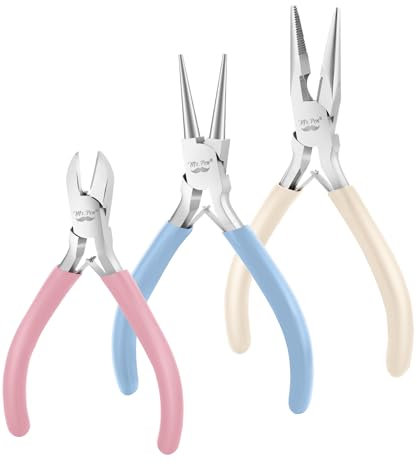 Mr. Pen- Jewelry Making Kit, 3 Pack Pastel Color Pliers, Mini Wire Cutters, Chain Nose and Craft Pliers for Earrings and Jewelry