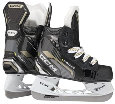 CCM Tacks AS-V - Patines de hockey sobre hielo Youth, ancho: regular (tamaño: 9.0/EU 27), Negro , 27 EU