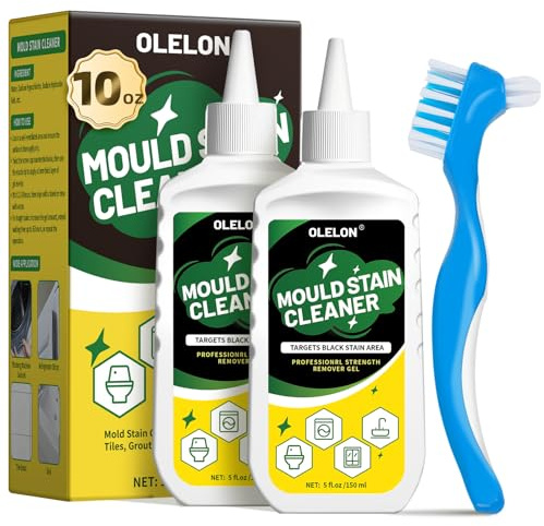 OLELON 2 Pack Mold Stain Remover Gel Grout Cleaner for Washing Machine Cleaner Shower Bathroom Seal and Grout Stain Remover with Brush