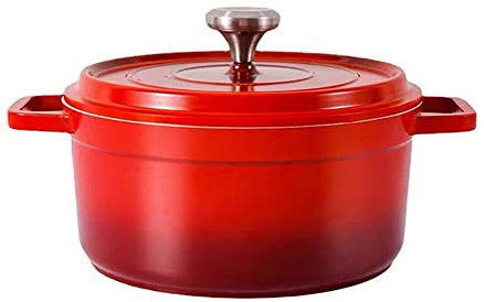 QTANZIQI Cocotte légère Ronde en Fonte émaillée avec Couvercle - Cocottes en Fonte d'aluminium résistantes au Four - Plat à Four en céramique antiadhésif résistant à l'induction Rouge 24 cm
