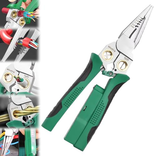 Multifunktionszange, 8-in-1 Multifunktion Abisolierzange mit elektrischer Measurement-Funktion,Drahtseilklemmen zum Schneiden und Ziehen von Kabeln, Kabelschneider für Scraping Pressing Wires