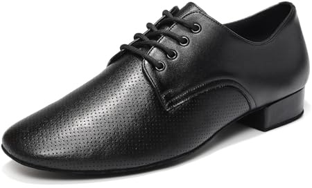 YCALCP Latinska dansskor för män Modern danssko med snörning och stängd tå Ballroom Jazz Modern Tango Latin Dansskor,Nero,2.5 cm Klack,EU 38.5