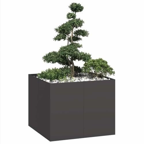 vidaXL Pflanzkübel Schwarz 100x100x80 cm Stahl, Pflanzschale, Garten-Garten-Pflanzkübel, Outdoor-Pflanzgefäß, Hochbeet, Pflanzgefäß, Blumenkasten