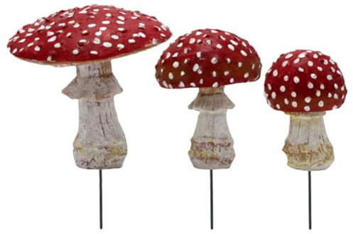 FONDOTIN Lot De 3 Mini Champignons en Résine Décorations Réalistes pour Champignons Bonsaï Statues De Jardin
