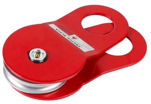 SWAWIS Rouge Poulie de Renvoil pour Treuil en Acier, Diamètre de Rainure de Roue 15mm, Capacité de Charge 10t, pour Opérations de Sauvetage Hors Route et l'Exploitation Forestière