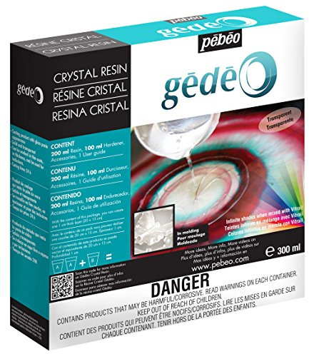 Pébéo - Gédéo Kit Crystal Resin 300 ML - Transparent Epoxy Resin Glass Paste Effect - Pébéo Crystal - for Inclusion, Casting, Moulding, Varnishing - Wood Epoxy Resin & Other Materials 300 M, White