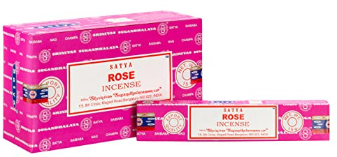 Satya Varillas de Incienso Nag Champa Rose, 12 Unidades