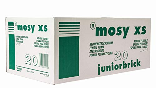 mosy Steckmasse Ziegel xs, 20x10x7,3 cm, 20 Stück, Nass-Steckschaum f. Frischblumen, Steckmoos f. Blumen, Blumensteckschaum