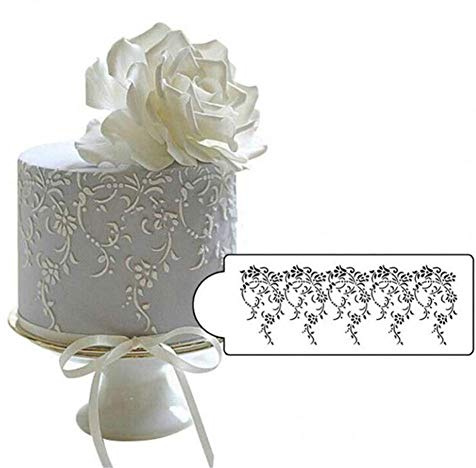 Plastic Sugarcraft Fondant Cake Stencil,Flower Template Mold,Cake Lace Border Mould,Icing Mousse Cake Decorating Tool,Baking Mold for Wedding Birhday Cake DIY Decoration, Airbrush Painting Art Mold