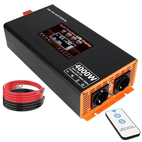 Onduleur Onduleur Sinusoïdal Pur 5000 W 12 V vers 220 V avec Prise UE pour Stockage De Batteries Solaires Et Chalets Hors Réseau Power Inverter(4000W)