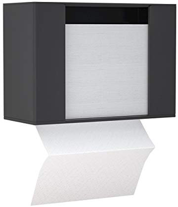 HIIMIEI Acrylic Wall Mounted Paper Hand Towel Dispenser Folded Hand Towel Dispenser - Perfect for Desktop & Wall Mounted and Use for Kitchen, Countertops, Bathroom, Restaurants - Black
