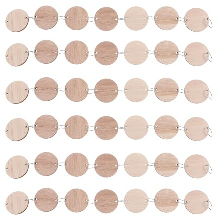 EXCEART Plywood Chip 50Pcs Wood Tags Blank Calendar Round Wood Discs for Crafts Calendar Wooden Slices Birthday Board CD Wall Hanging Wooden Pieces Tags