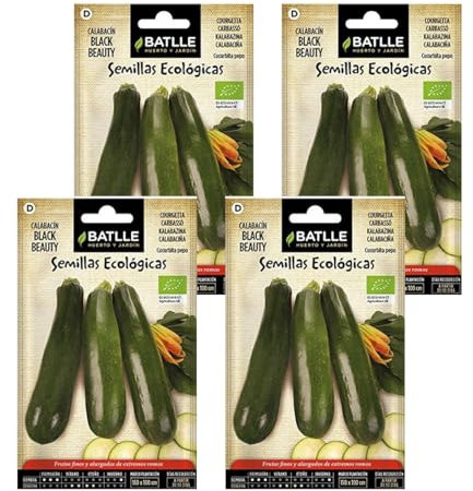 Semillas de calabacin ecológico black beauty de Semillas Batlle PACK (4)