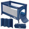 ProMedix PR-803 Faltbares Babyreisebett Reisebett mit Tasche und seitlichem Eingang, Geeignet für Babys und Kleinkinder, 2X Räder, 125x65x74cm (Blau)