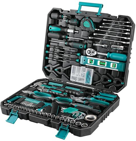 TLGREEN 198 Piece Home Tool Kit Set with Storage Case, Portable Hand Tools for DIY, Car Repair, Home Maintenance, Includes Screwdrivers, Socket, Wrench, Pliers, Mechanic Toolbox for Men Women