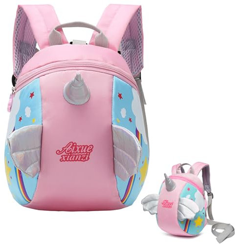 ARROMI Toddler Backpack with Reins, Backpack with Reins, Cartoon Anti Loss Strap Backpack, Baby Reins Backpack, Kids Backpack - Adjustable Shoulder Straps for Girls, Babies and Children (Pink)