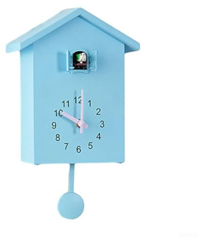 Orologio a cucù con richiamo vocale, decorazione da parete per soggiorno, casa e ufficio, materiale ABS, stile contemporaneo creativo orologio a cucù (blu)