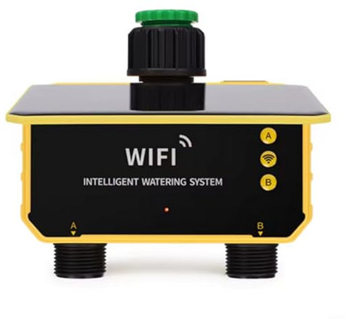 URPIZY Centralina Irrigazione Intelligente - Timer Automatico con Giornaliero/Settimanale Programmi, Sensore Pioggia e Modalità Manuale | Smart per Prati e Giardini (2 Vie)