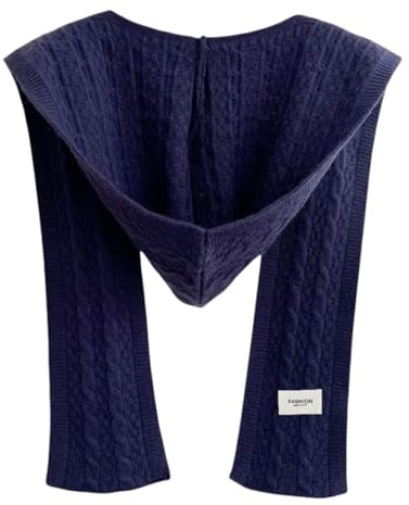 Baoblaze Winter Scarf with Hood All in One Hat and Scarf Soft Neck Ear Warmer Ladies Hooded Scarfs Knitted Scarfs for Women Ladies Girls Men Walking Outdoor,Blue,Length 78cm