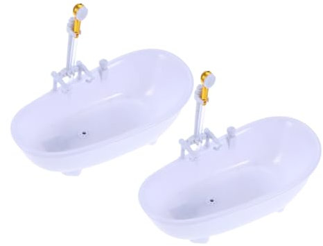 BESPORTBLE 2Stücke Puppenbadewanne Mit Sprühgerät Weiß Puppenduschbecken Für Fantasievolles Ohne Batterie Puppenspielzeug