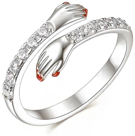 SILBERTALE kramring dam 925 sterlingsilver – justerbar tumring vänskapsringar – öppen ring storlek 54