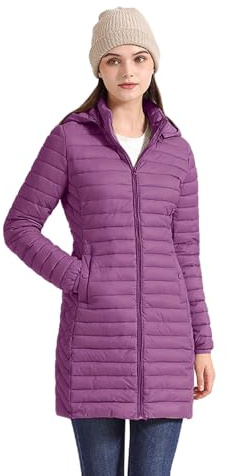Doudoune Femme Longue Impermeable Veste Femme Hiver Legere Doux à Capuche Parka Duvet Chaude Doudounes de Randonnée Anorak Coupe Vent Veste Matelassée Blouson Mi Saison Manteau Manteaux et Blousons