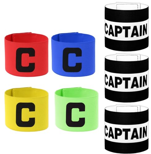 XLIUAX 7Pcs Soccer Captain Armband, Multicoloured Elastic Captain Bands Soccer, Adjustable Leader Team Sport Armband for Team Sports Football Basketball Volleyball Arm Bands