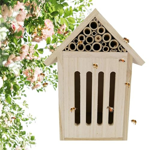 Colmenar para el jardín – Casa de abejas vacía Natural Natural Buttershotel de madera resistente y duradera decoración de jardín Colmena Mariquitas | Multiuso al aire libre