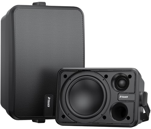 Inwa Altoparlante Bluetooth per esterni da 500 W, altoparlante da parete attivo/passivo, senza fili, stereo, ausiliario, per interni, esterni coperti (coppia, MZ660, RMS 50 W)