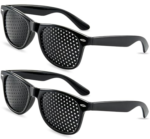 SUpoetry 2 Piezas Gafas Estenopeicas Antifatiga, Gafas de Rejilla para Corrección Visual, Anteojos Estenopeicos Unisex, G-afas con Rejilla para Entrenamiento Ocular y Mejora de la Calidad de Visión