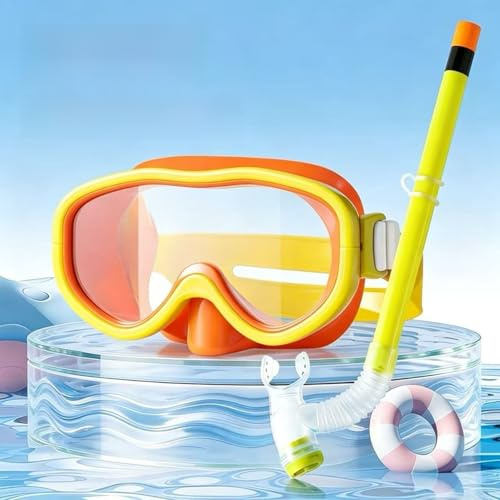 Set di maschere da snorkeling, anti-perdite, con tubo flessibile per snorkeling, maschera panoramica anti-appannamento a 180°, maschera subacquea a prova di perdite, per bambini, piscina e spiaggia