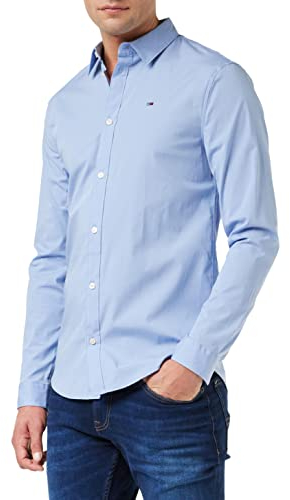 Tommy Jeans Herren Hemd TJM Original Langarm, Blau (Lavender Lustre), L