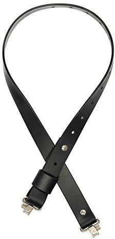 DETROIT LEATHER SHOP Adjustable Leather Rifle Sling Black Leather Silver Stainless Steel Hardware (Model D)