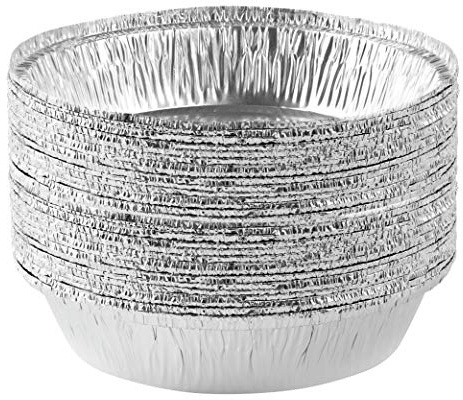 PLASTICPRO 7'' Inch Round Tin Foil Pans Disposable Aluminum, Freezer & Oven Safe - For Baking, Cooking, Storage, Roasting, & Reheating, Pack of 20