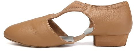 HIPPOSEUS Scarpe da Ballo Jazz in Pelle da Donna Suola Divisa Balletto Moderno Scarpe Allenamento da Ballo Marrone,Modello 1305,EU 37
