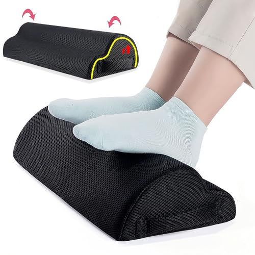 Reposapiés Ajustable, Funda Desmontable y Lavable Taburetes Antideslizantes, Almohada Pies Espuma De Memoria Reposapiés para Relajarse Reducción del Dolor para Oficina, Hogar, Viaje