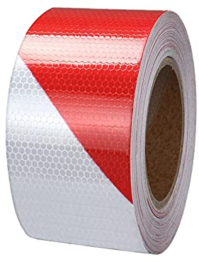 Sweieoni Warnaufkleber Reflektorband Selbstklebend Klebeband Rot Weiß Warnmarkierung Klebeband Reflektierend Auto Reflektierendes Sicherheitsband für Sicherheit Warnung