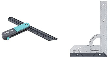 Wolfcraft 6958000 Fausse Equerre avec fonction de blocage - Trusquin intégré & 5205000 Equerre multifonction 300 mm argent