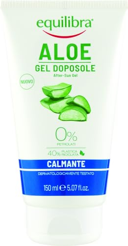 equilibra Solari, Aloe Gel Doposole Calmante, Per Idratare, Lenire e Riequilibrare la Pelle Arrossata dal Sole, con Succo di Cetriolo per un Effetto Freschezza e Idratazione, 150 ml