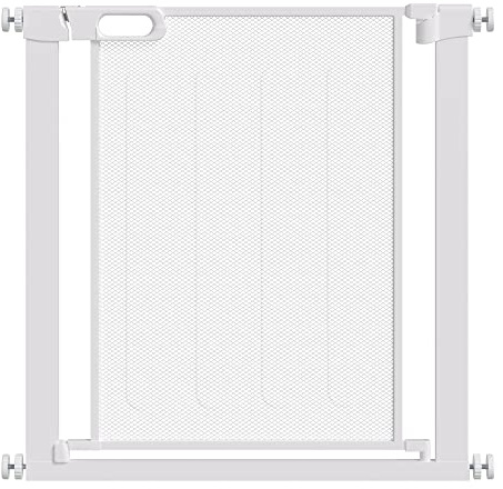 PawHut Pressure Fit Safety Gate for Doorways and Staircases, Dog Gate w/ Auto Closing Door, Pet Barrier for Hallways w/ Double Locking, Openings 75-82 cm - White