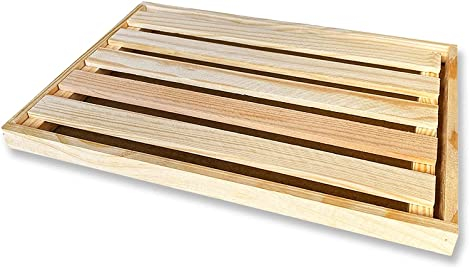 Tabla para cortar pan con recogemigas, tabla cortadora de pan - tabla para cortar pan con rejilla extraíble para recoger migas, hecho de madera gran capacidad, renovable madera natural (35x25)