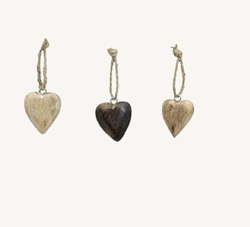 6 STK Holzherzen braun 5x4cm Mix Hochzeitsdeko Gastgeschenke Mango Holz Herzen Anhänger Deko Hänger Holzherz Mitbringsel Handschmeichler Hellbraun Dunkelbraun